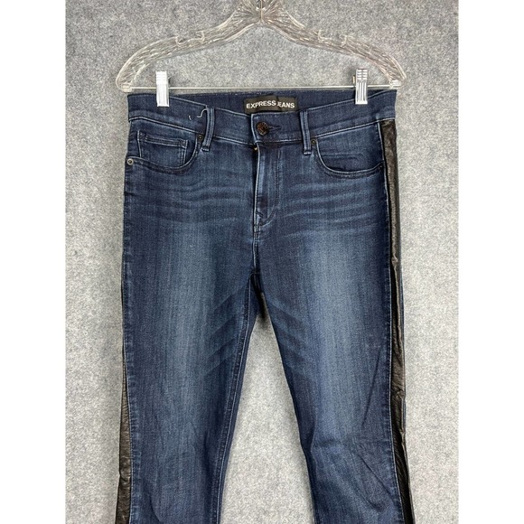 Express Jeans Women size 6 R Mid Rise Dark Wash Tuxedo Skinny Leg Denim Legging